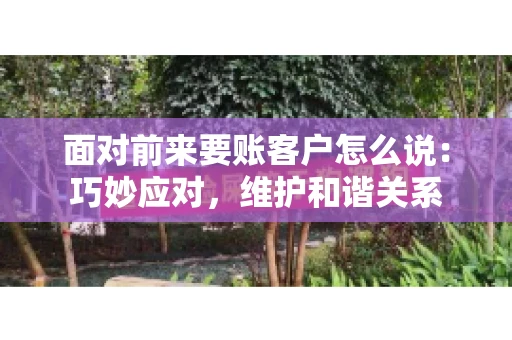 面对前来要账客户怎么说：巧妙应对，维护和谐关系