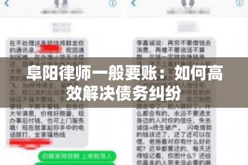 阜阳律师一般要账：如何高效解决债务纠纷